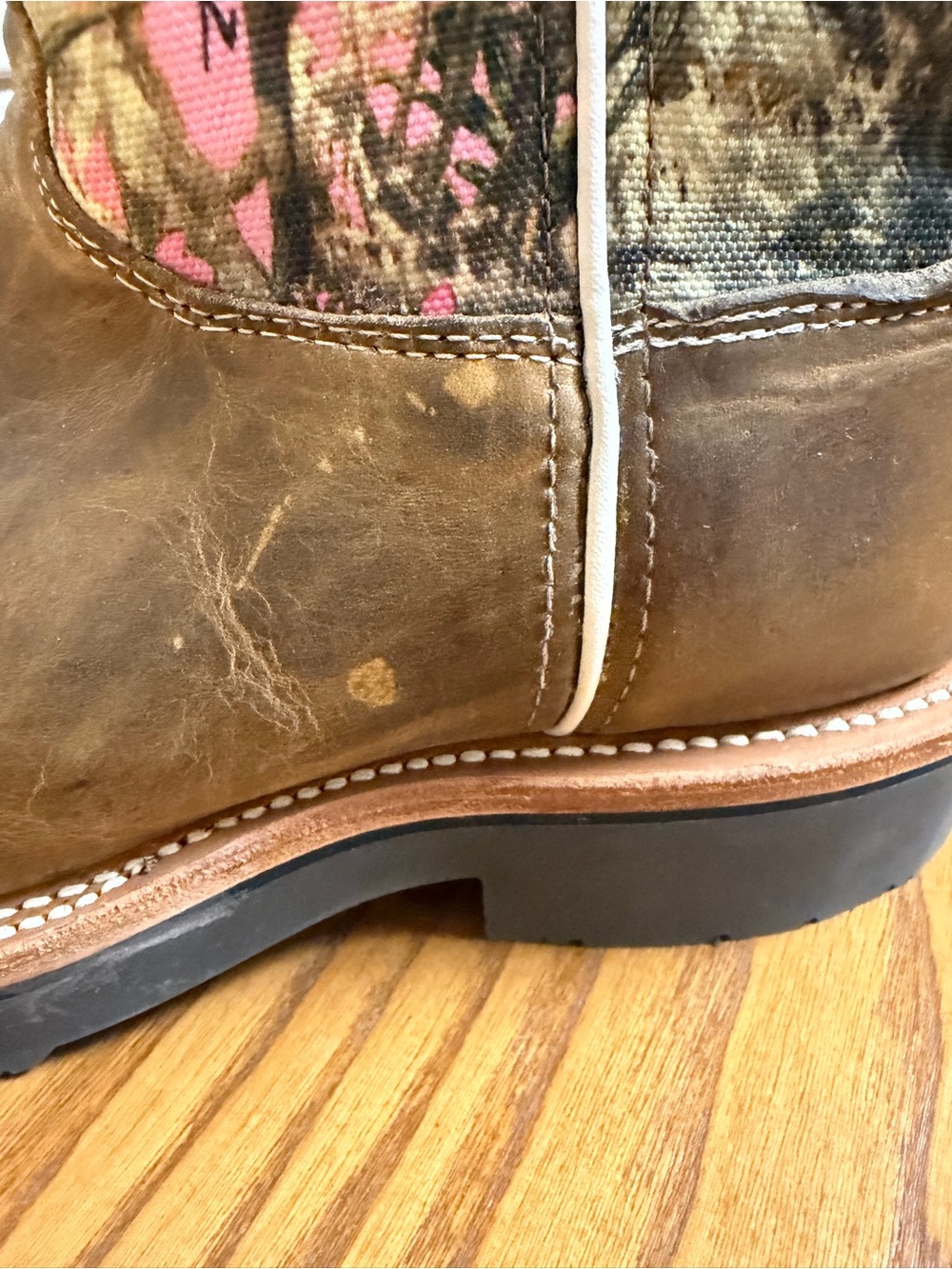 Justin True Timber Tall Western Cowgirl Boots with Pink Camo Shaft Size 11B - Picture 11 of 14